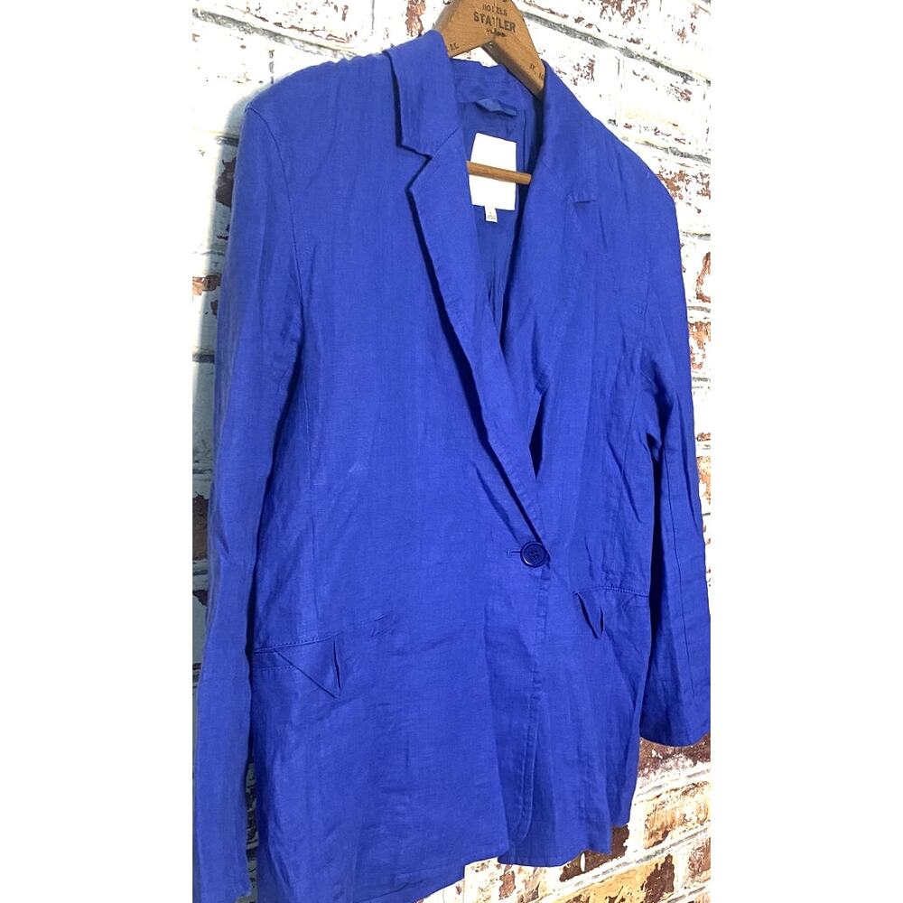 Madewell Double-Breasted Crossover 100% Linen Blazer in Bluestone - Picture 6 of 13